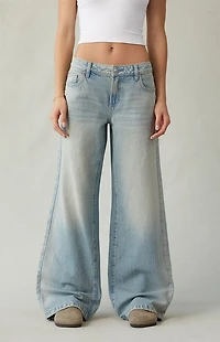 Pacsun Casey Low Rise Baggy Jeans Ripped Light Blue