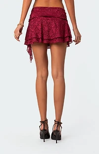 Edikted Ruby Ruffle Lace Mini Skirt