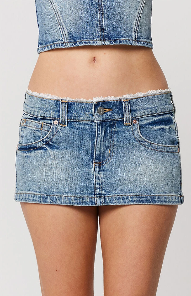 ABRAND Selena Lace 00 Super Low Denim Mini Skirt
