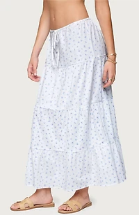Edikted Charley Floral Tiered Maxi Skirt