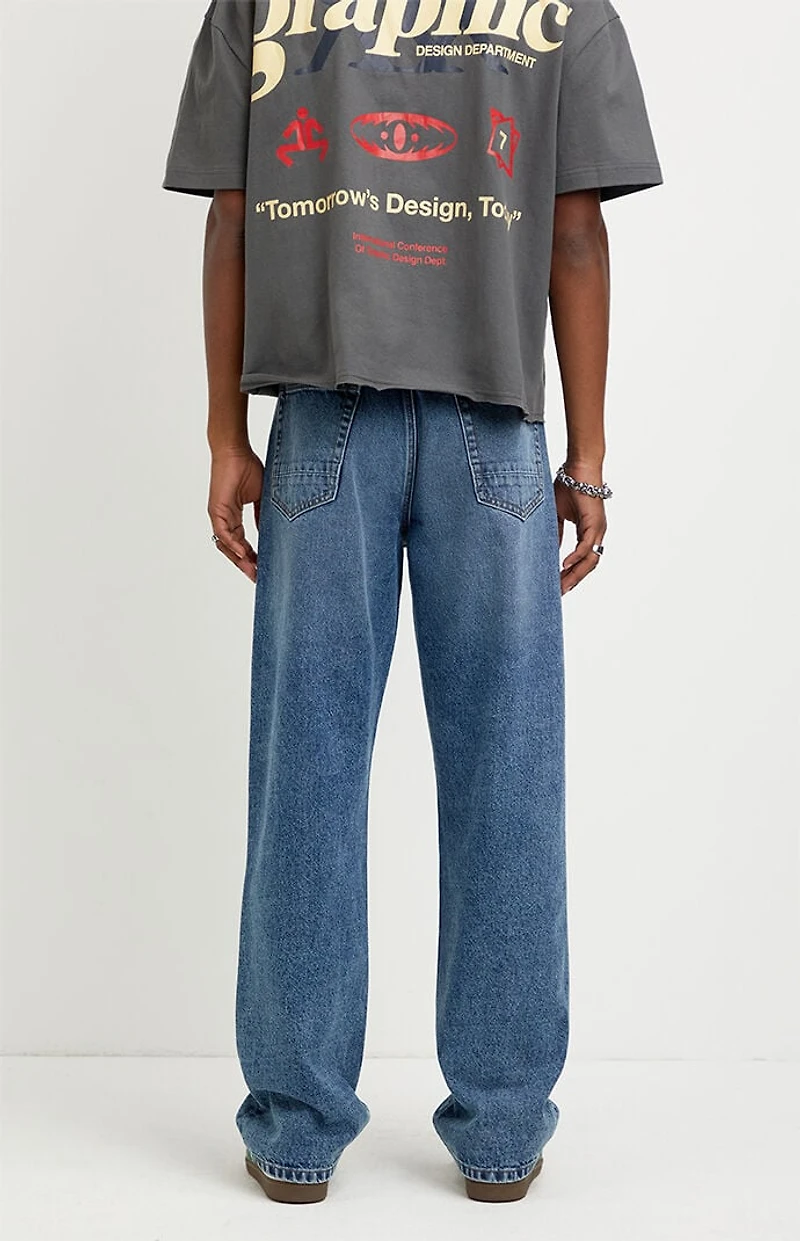 Pacsun Logan Relaxed Straight Jeans Medium Blue