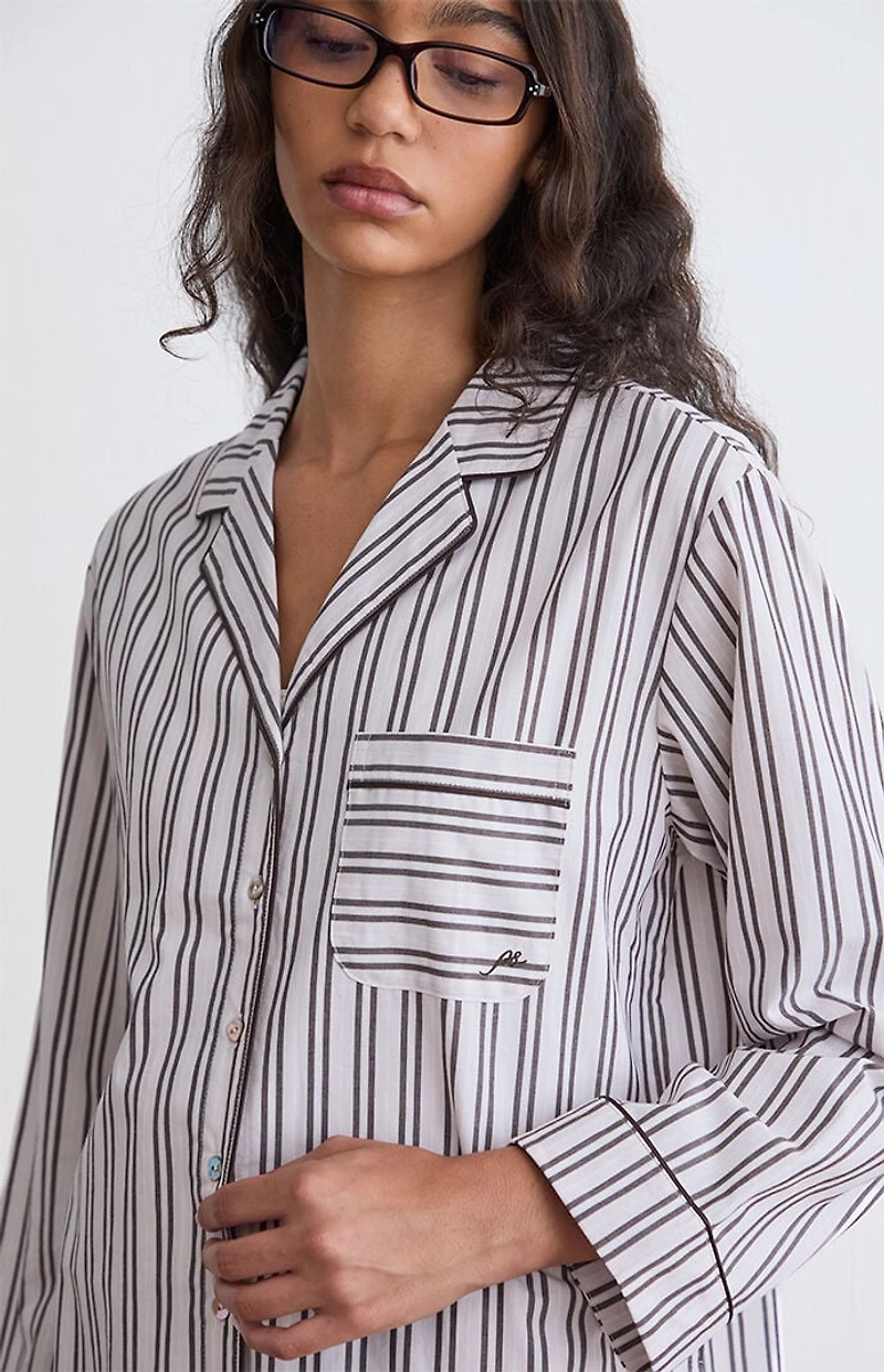 PS GOODNIGHT Striped Long Sleeve Pajama Shirt