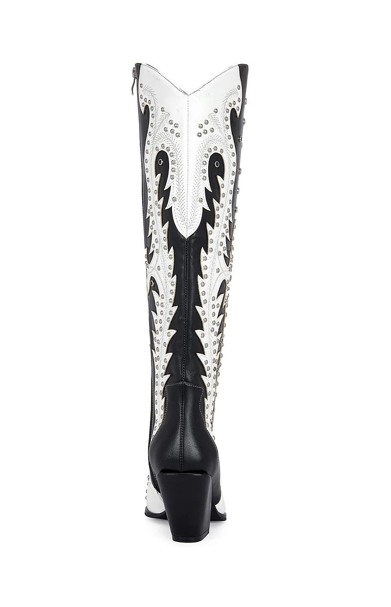 AZALEA WANG Women's Donovan Black & White Western Boots