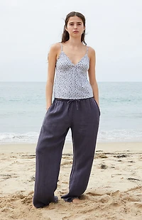 John Galt Blue & Grey Floral Tiffany Tank Top