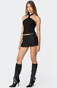 Edikted Karine Pinstripe Pleated Mini Skort