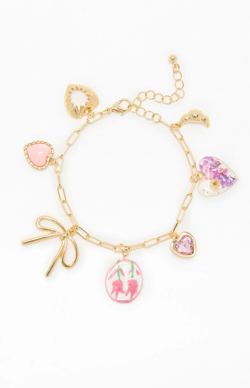 LA Hearts Fleur Link Charm Bracelet
