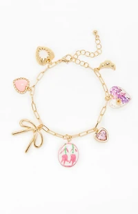 LA Hearts Fleur Link Charm Bracelet