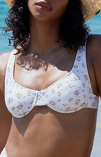 Pacsun Floral Nessa Ribbed Underwire Bralette Bikini Top