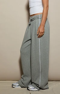 Pacsun Gray Contrast Piping Weekend Fleece Ultra Baggy Sweatpants
