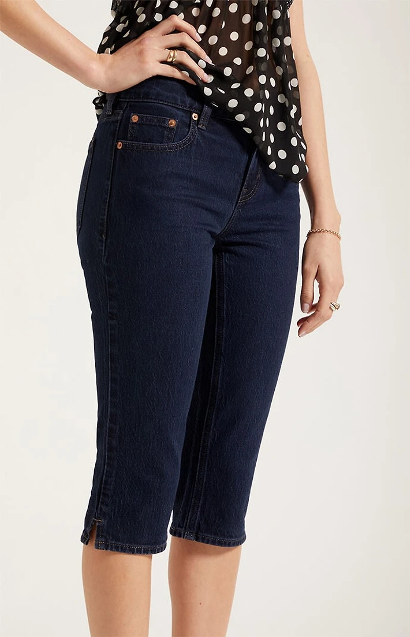 Pacsun Capri Denim Shorts Stretch Dark Blue