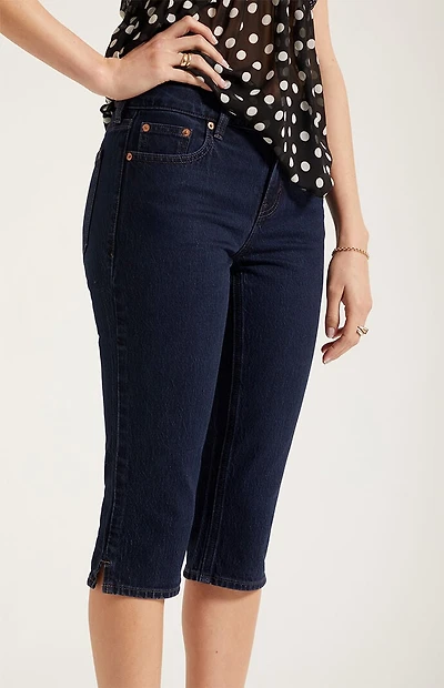 Pacsun Capri Jean Shorts Stretch Dark Blue