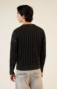 Pacsun Black Wide Ribbed Knit Crew Neck Sweater