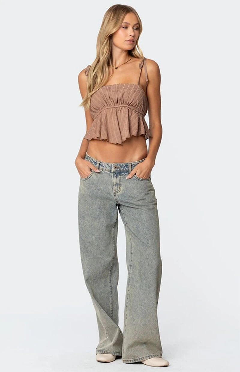 Edikted Rylie Textured Chiffon Flare Top