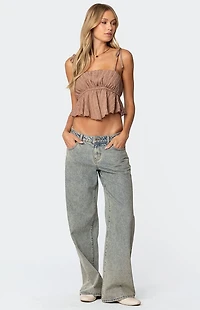 Edikted Rylie Textured Chiffon Flare Top