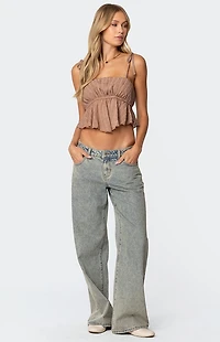 Edikted Rylie Textured Chiffon Flare Top