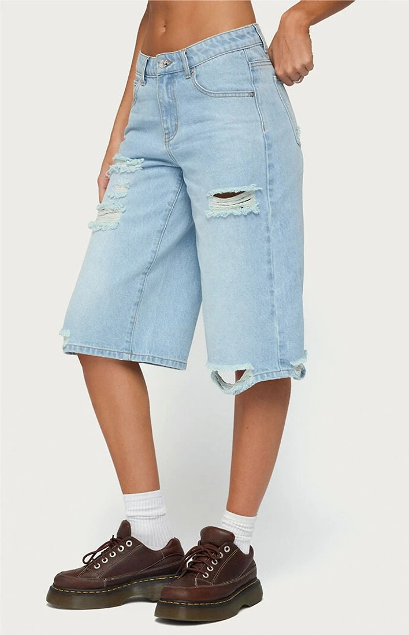 Edikted Distressed Low Rise Boyfriend Bermuda Shorts