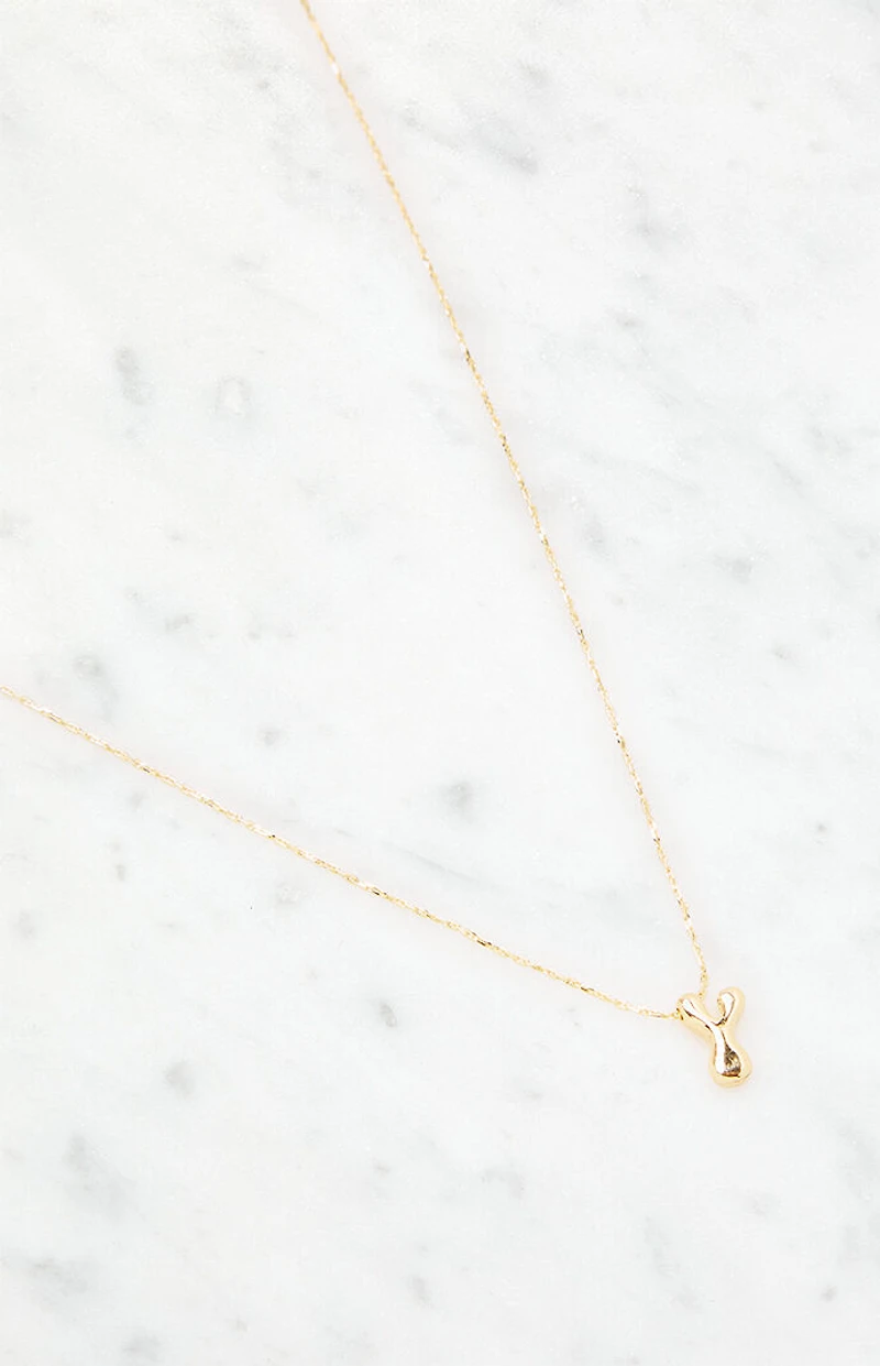 LA Hearts Y Initial 14K Gold Plated Necklace