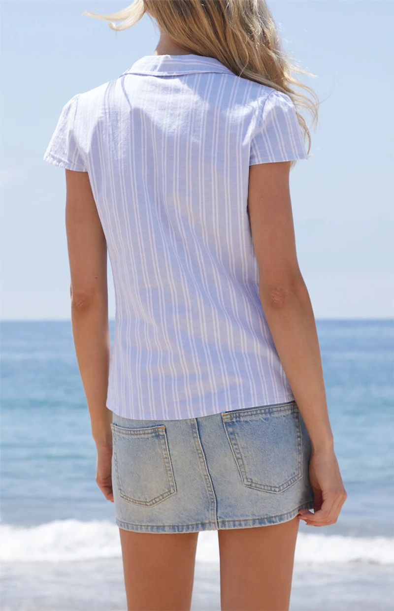 John Galt Striped Rue Collared Top