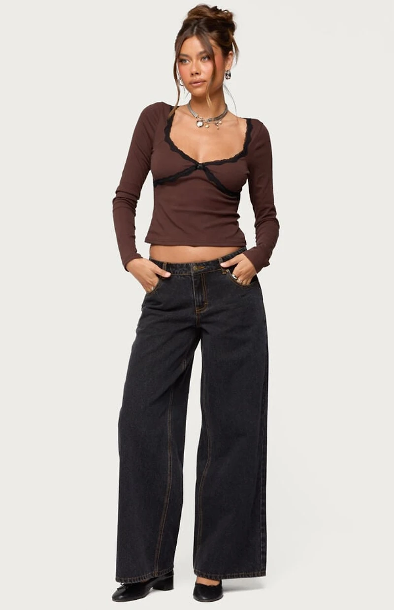 Edikted Porta Contrast Lacey Top