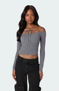 Edikted Jane Tie Front Knit Top