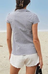 John Galt White Rue Plaid Collared Top