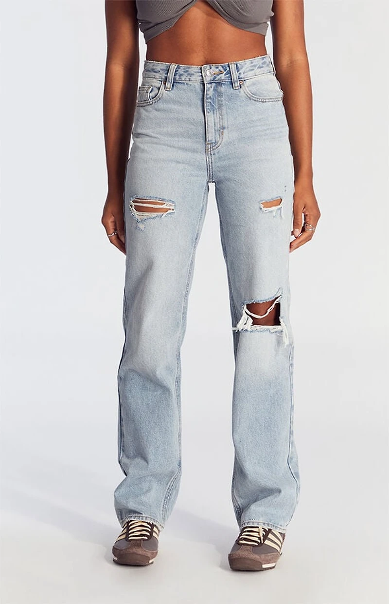 Pacsun '90s Boyfriend Jeans Ripped Light Indigo