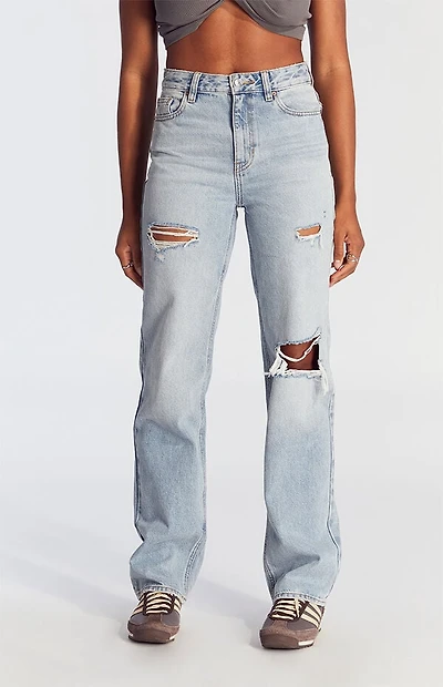 Pacsun '90s Boyfriend Jeans Ripped Light Indigo