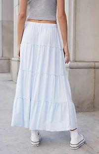 John Galt White Floral Izzy Tiered Maxi Skirt