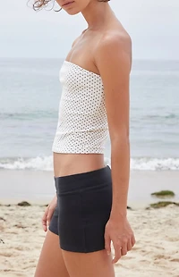 John Galt White Amelia Polka Dot Cropped Tube Top