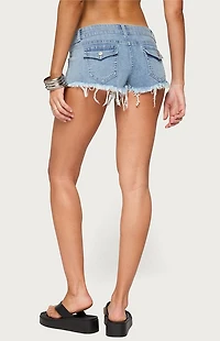 Edikted Emora Distressed Denim Micro Shorts