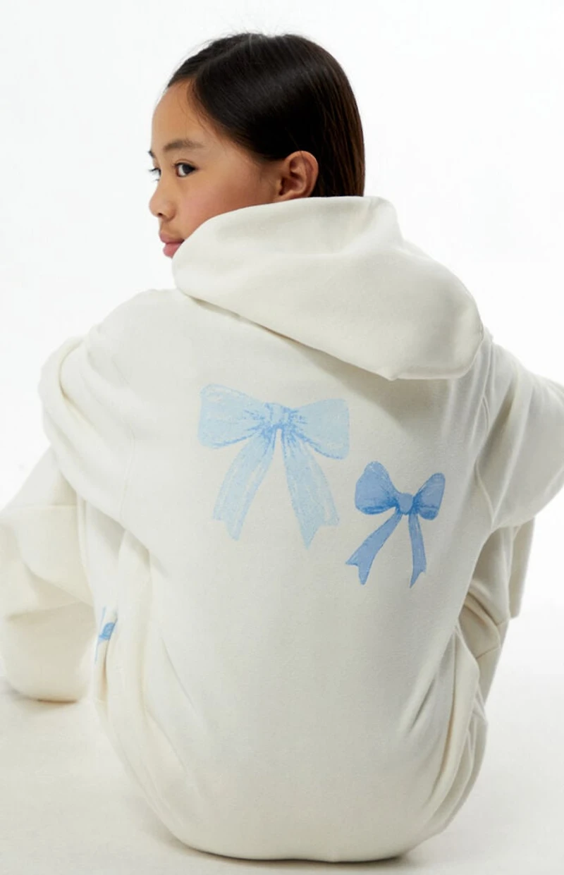 Pacsun Kids Off White Bows Full Zip Hoodie