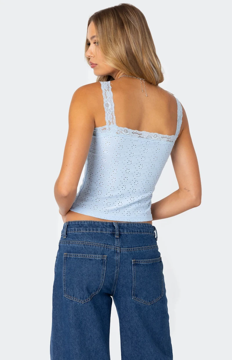 Edikted Virginia Lace Trim Eyelet Tank Top