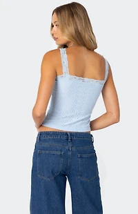 Edikted Virginia Lace Trim Eyelet Tank Top