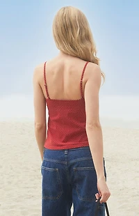John Galt Red Polka Dot Tiffany Tank Top