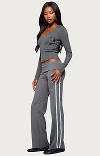 Edikted Ferne Long Sleeve V Neck Top