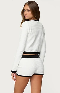 Edikted Mara Contrast Textured Knit Cardigan