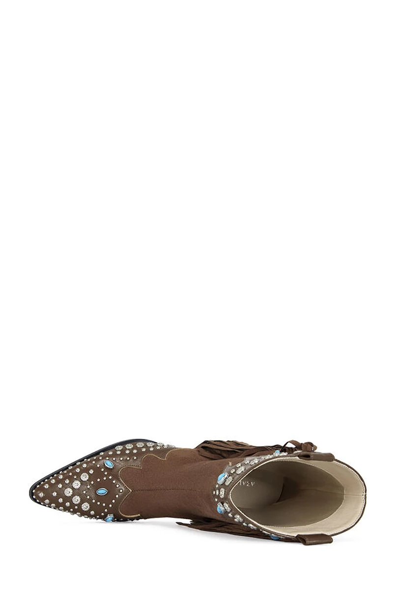AZALEA WANG Women's Brown Anorak Block Heel Booties