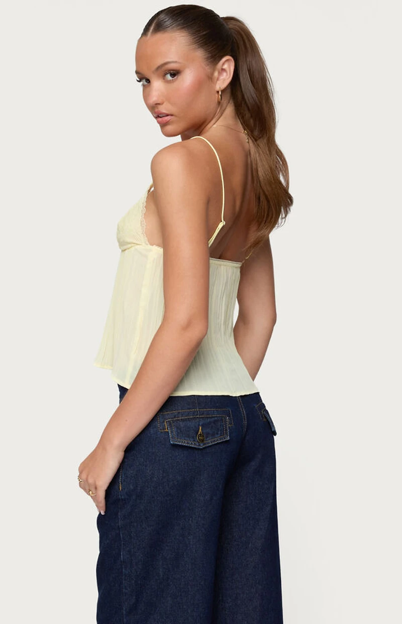 Edikted Rhian Lacey Pleated Babydoll Top
