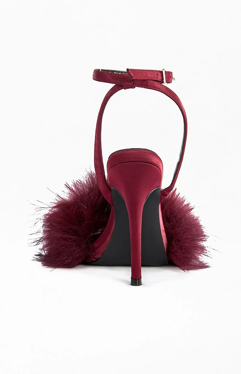 AZALEA WANG Women's Nadia Burgundy Stiletto Sandals
