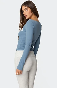 Edikted Morgyn Lace Trim Ribbed Top