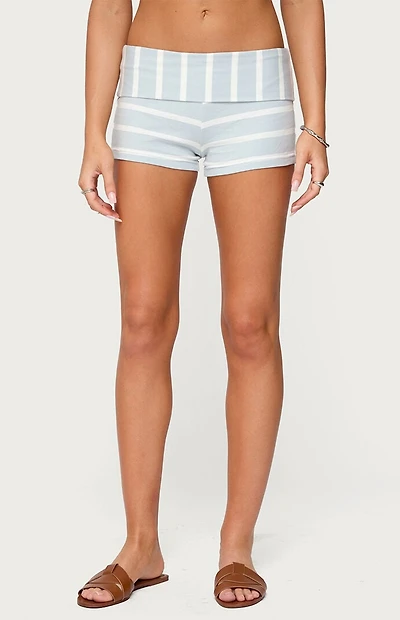 Edikted Lorenza Striped Fold Over Shorts