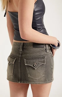 Pacsun Piper Gray Low Rise Denim Micro Mini Skirt