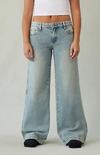 Pacsun Casey Low Rise Baggy Jeans Medium Indigo Wash Tint