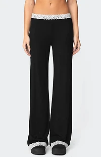 Edikted Domino Contrast Lace Trim Pants