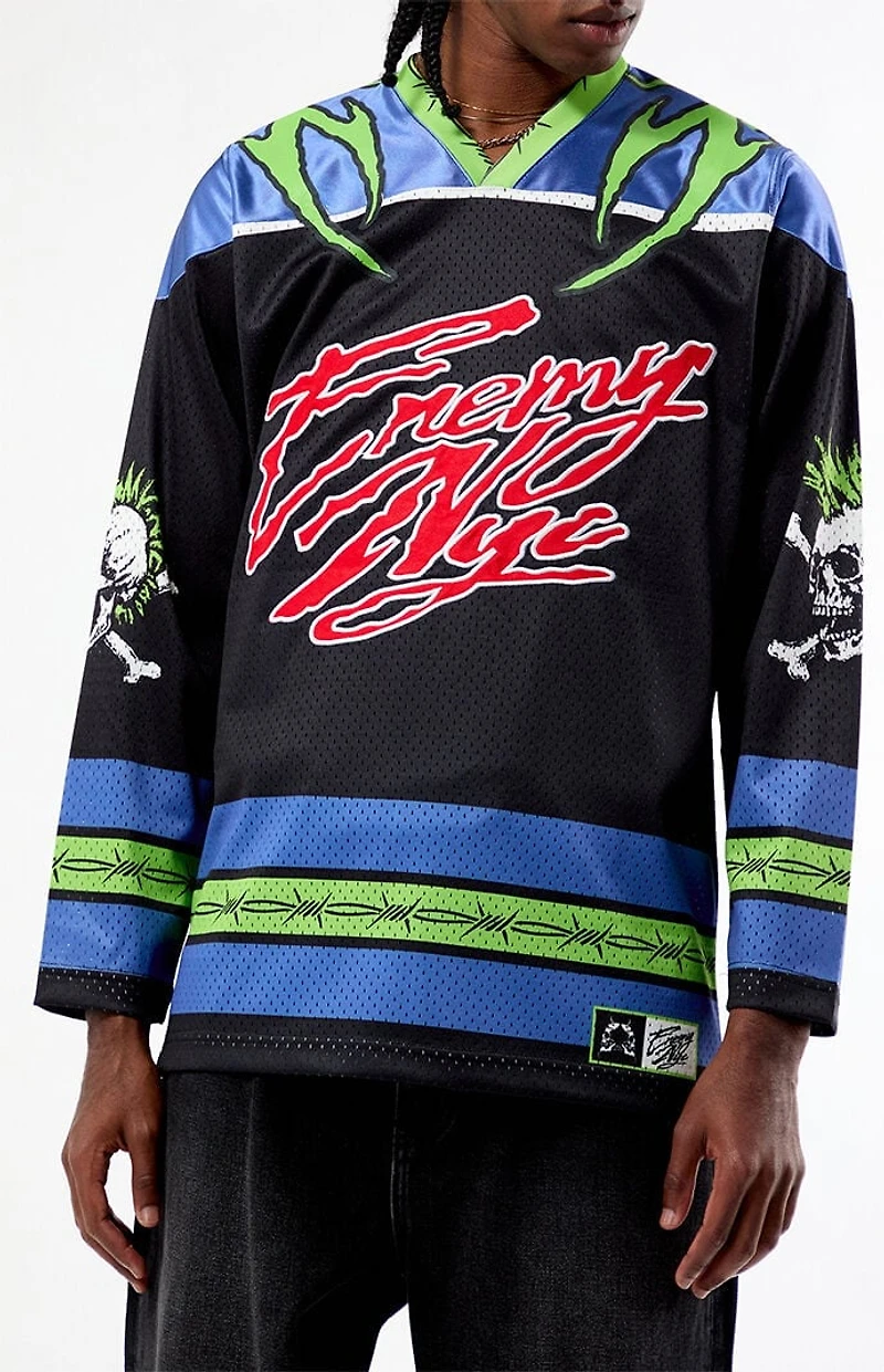 Enemy NYC Black & Green Diluted Hockey Jersey
