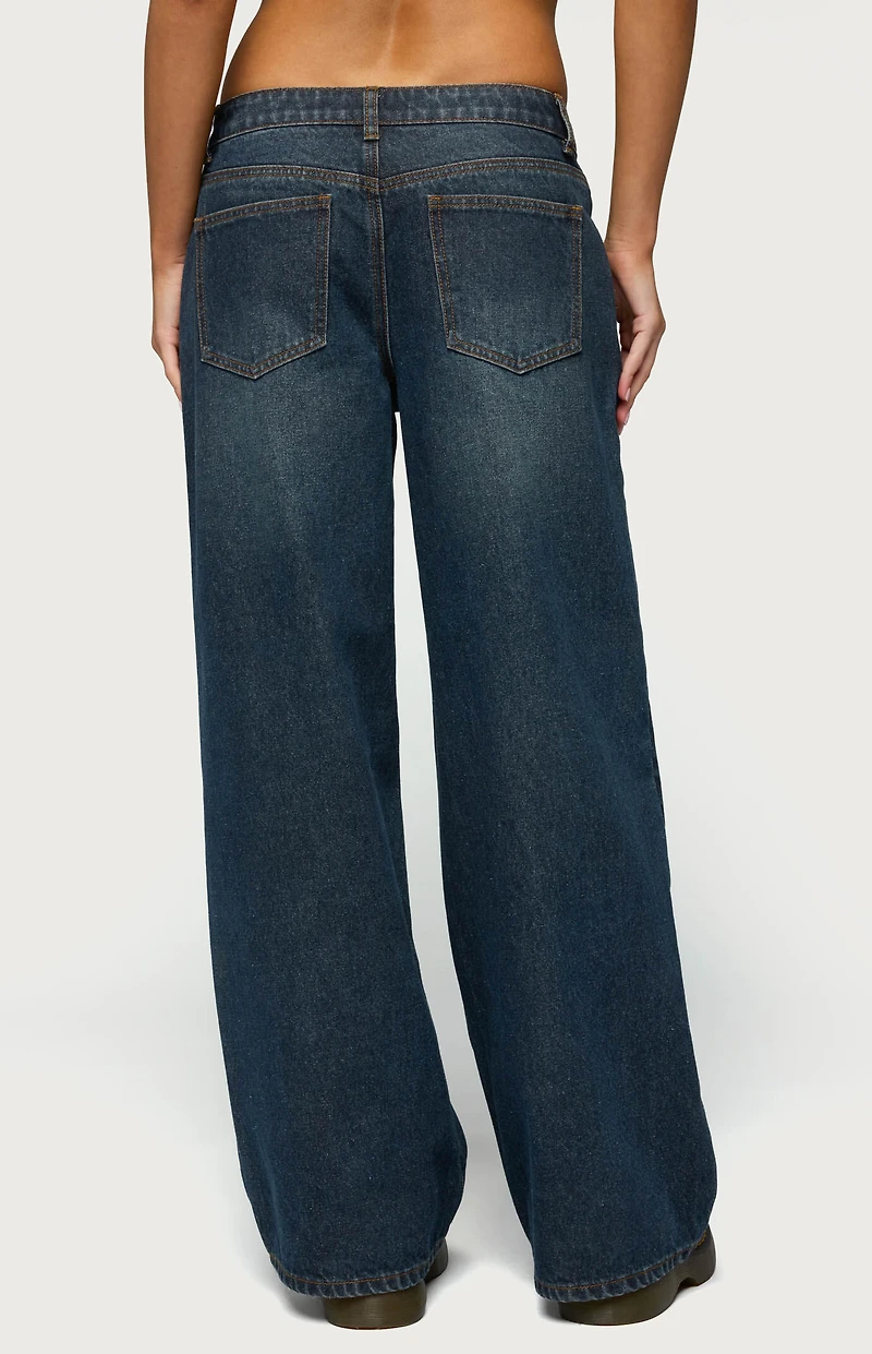 Edikted Heart Pockets Low Rise Baggy Jeans