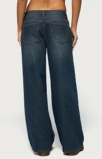 Edikted Heart Pockets Low Rise Baggy Jeans