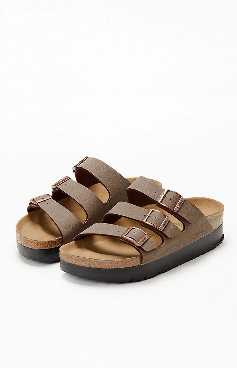 Birkenstock Women's Florida Platform Flex Vegan Leather Sandals Mocha