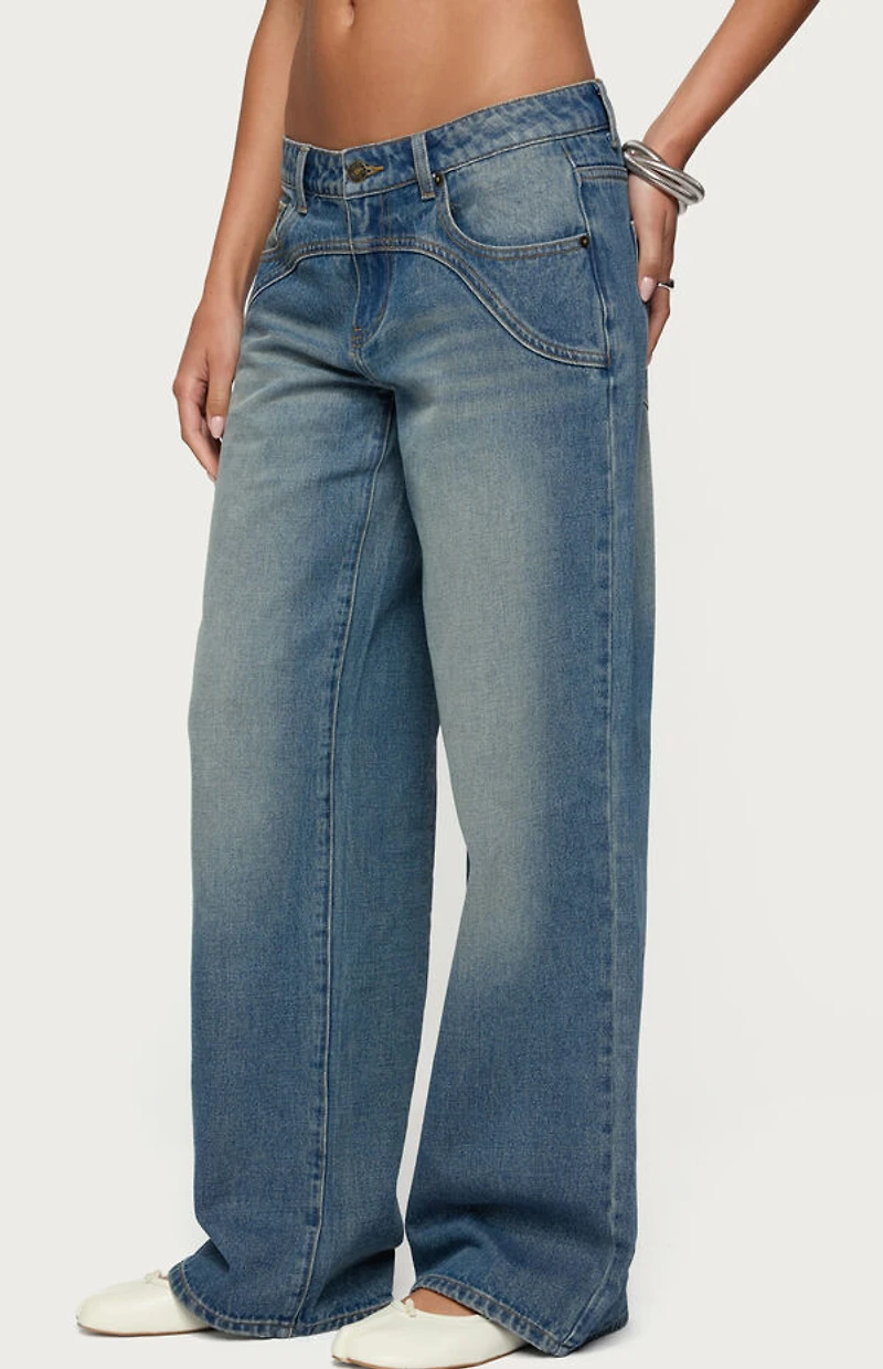 Edikted Ronny Curved Stitch Low Rise Jeans