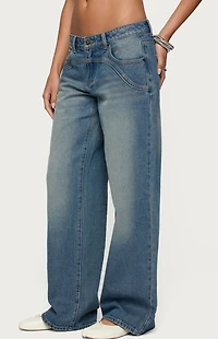 Edikted Ronny Curved Stitch Low Rise Jeans